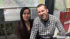 German Brunette Bitch Gets Hardcore Fucked on the Sofa by European Guy