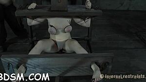 Beguiling Brunette Chick Touches Her Wet Cunt With Toys And Gagging Blowjob