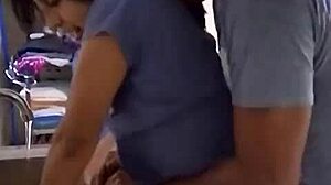 a pretty mexican amateur brunette gets fucked hard while washing dishes in her kitchen, surrounded by latina amateurs