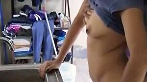 a pretty mexican amateur brunette gets fucked hard while washing dishes in her kitchen, surrounded by latina amateurs