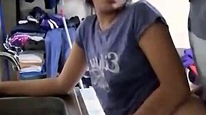 a pretty mexican amateur brunette gets fucked hard while washing dishes in her kitchen, surrounded by latina amateurs