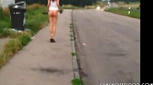 hot german amateur sucking cock and taking facial in public