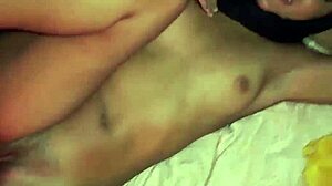 in a small teen's hardcore anal session with a black guy, she drips from a creampie