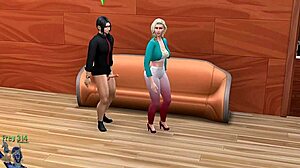 Blonde Shemale Threesome On The Couch: Friend, Girlfriend, And Anal Fun