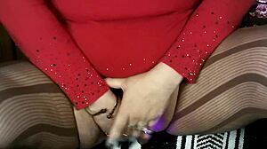 Casual-Narrative lexie bell preps for work with a vibrator under her skirt while moaning