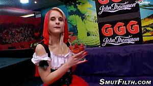 German Woman Sucking Bukkake Cum in Mouth