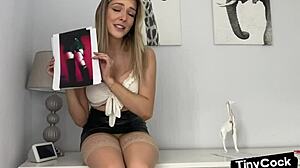 Wow, this amateur babe trashes small 18+ cocks with dirty talk!