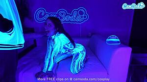 This Sexy Teen In Costume Masturbates And Blows Huge Cock