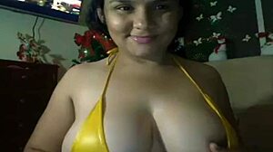 colombiana with huge tits and ass riding her toy hard