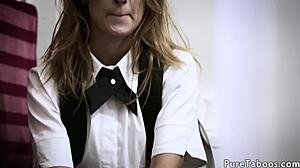 Suggestive Deepthroating Of Stepdaughter In Missionary Position With Foreplay