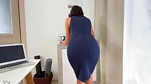 chick has a hardcore session in her office and gets a facial