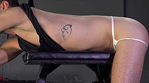 beautiful twink bound tight gets wild with intense bareback action. his moans echo through the dark room.