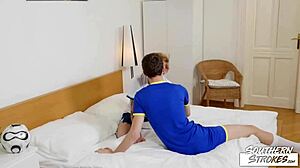 Southernstrokes gays Tom Connor and Roman Capellini engage in bareback action with big cocks and riding