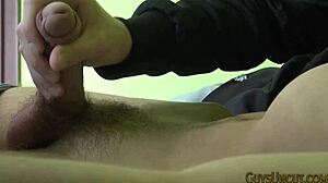 Uncircumcised twinks participate in a casual video