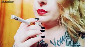 European Chubby Babe's Kinky Smoking Fetish Close-Up