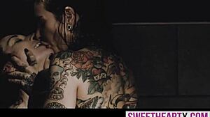 tattooed lesbian enjoys talking dirty before sex