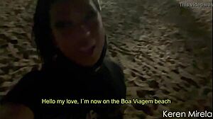 Transsexual Prostitute Sucks And Fucks Friend At Brazilian Beach Party