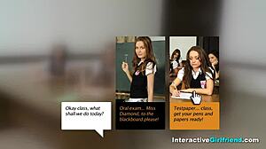 Interactive babe fucking with toys and blowjob