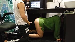 cheating secretary fucks boss bent over for raise!