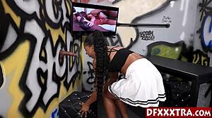 Horny ebony milf olivia jay sucks big black cock and enjoys rough pussy fucking.