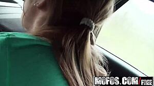 horny teen 18+ hitchhiker alessandra jane sucks cock in car