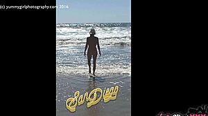 sofie marie teases her natural tits on the beach