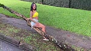 She teased in tiny shorts, begging for a hard Latina pounding