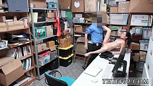 Asian blowjob in police uniform makes him cum hard
