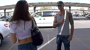 Sexy brunette rides and gets cum in mouth after bent over fucking