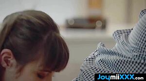 hottie sucks balls deep, gets her pussy pounded by thick cock and cum