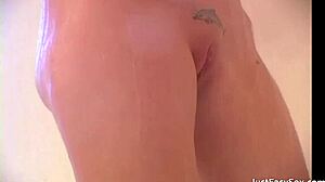 i pleasure my curvy blonde body in the shower, feeling so wet