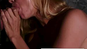 Sexy Blonde MILF Sarah Swallows Big Cock In Glory Hole Cumshot