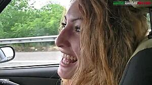 Driving with Giulia - Foot Fetish Play in the Car