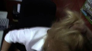 hardcore sex with naughty spanish milf secretary, blonde and horny