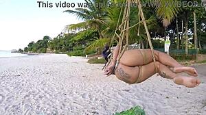 Shibari in Public Beach Display - Lordshibarifloripa's Bold Outdoor Fetish