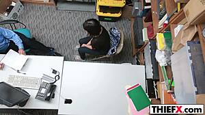 Teen Thief Takes Officer's Hard Dick In Office Burglary With Blowjob And Ass!