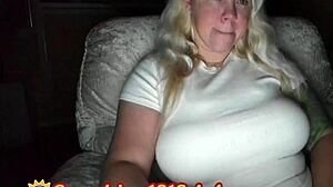 Watch this slut flash her big tits on webcam!