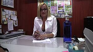 hardcore sex with naughty spanish milf secretary, blonde and horny