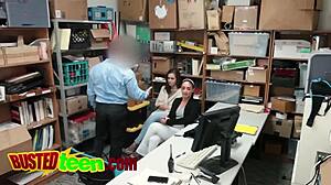 threesome office fucking with hot sluts in uniforms