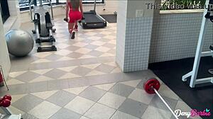 fuck me doggystyle after the workout, no condom, the milf says to her trainer.