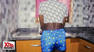 Can this sweet teen handle monster cock sucking and fucking on the kitchen cabinet?