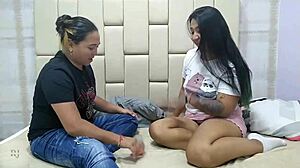 Latina girls playing bottle game leading to pussy sucking
