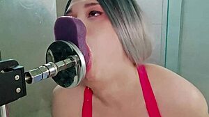 deepthroat that dildo machine like a pro, asian twink