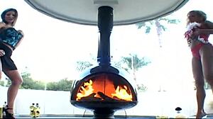 This incredible hot threesome features two beautiful sluts sucking cocks and getting cumshots