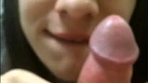 Trans Boldly Gives Sloppy Blowjob In POV Interview On Sofa!