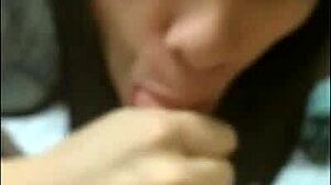 Trans Boldly Gives Sloppy Blowjob In POV Interview On Sofa!