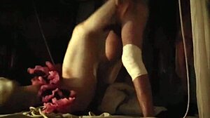 sexy blonde in costume gives oral pleasure