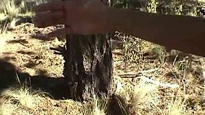 Misty performs outdoor blowjob closeup