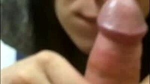 Trans Boldly Gives Sloppy Blowjob In POV Interview On Sofa!