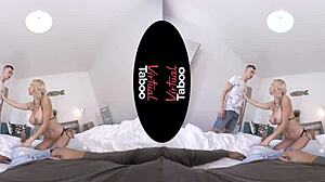 Overwhelmed by the milf's pov blowjob on two cocks in taboo hardcore